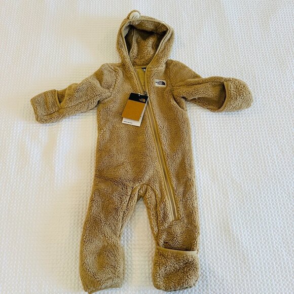 The North Face Campshire One piece Tan Fleece Sherpa 12-18m Khaki Hooded Suit - Picture 2 of 8